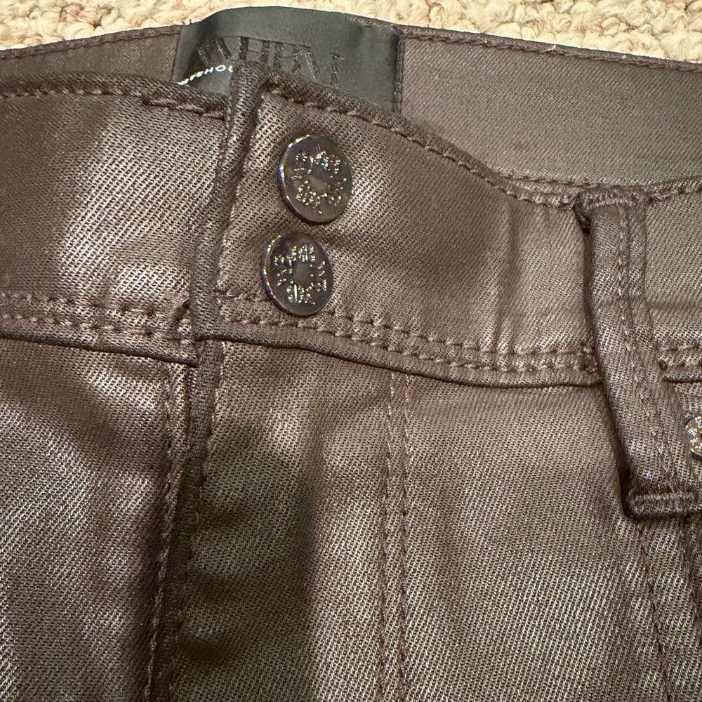WHBM Women’s Brown Cargo Leather Look Jeans - Picture 6 of 8